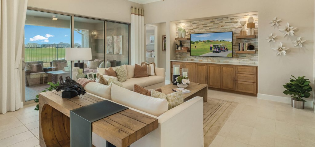 Belmont Model Great Room at Robson Ranch Texas, an Active Adult Living Community