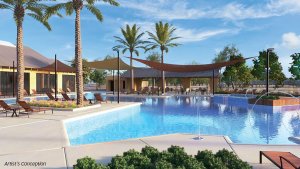 Quail Creek retirement living in southern Arizona new amenity resort-style pool artist conception