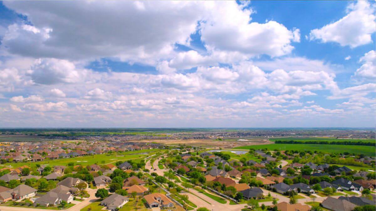 The Drone Club at Robson Ranch Texas offers an aerial perspective